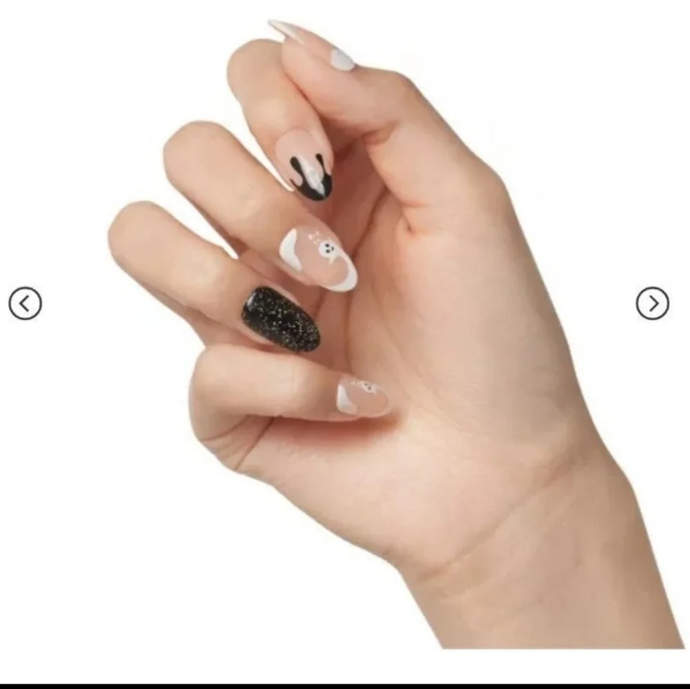 KISS Impress Goosebumps Halloween Black Glitter and Ghost Press on Nails